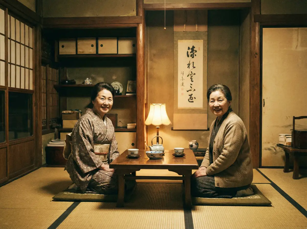 两位优雅的 草榴视频 - 草榴视频电影官网 - 热点黑料草榴视频 在日式茶室中品茶交谈